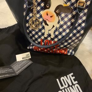 Love Moschino Navy Cow Tote